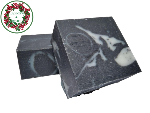 Натуральное твердое мыло с активированным углем очищающее не сушит кожу 100 г Pinka - 1
