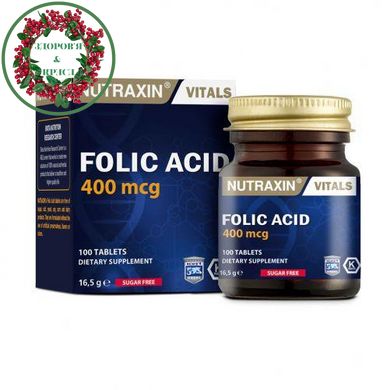 Диетическая добавка Фолиевая кислота Витамин женского здоровья NUTRAXIN 100 таблеток Biota - 1
