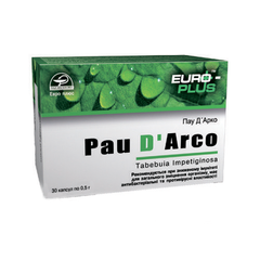 Пау Д'Арко кора муравьиного дерева от бактерий вирусов грибков Pau D'Arco 30 капсул Евро Плюс - 1
