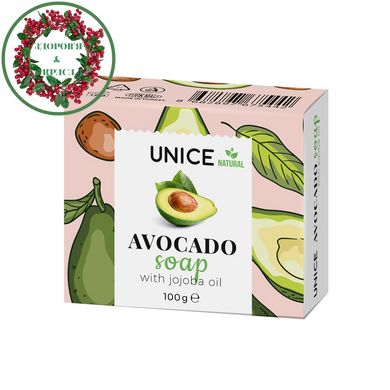Натуральное твердое мыло с маслом авокадо для сухой увядающей кожи 100 г UNICE - 2