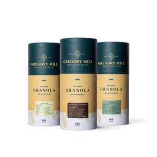 Набор гранолы Gregory Mill Банан, Кокос, Шоколад и Миндаль, 1500 г
