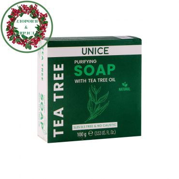 Натуральное мыло с маслом чайного дерева против высыпаний и раздражений на коже 100 г UNICE - 1