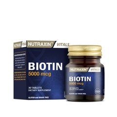 БАД Биотин 5000 мкг витамин красоты питание для волос ногтей кожи 30 таблеток Biota - 1