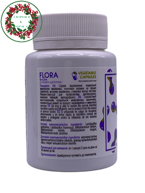 Flora флора активный пробиотик усиленная формула при дисбактериозе 60 растительных капсул New Life - 3
