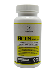 Біотин 5000 мг вітамін В7 90 капсул Тібетська формула - 1